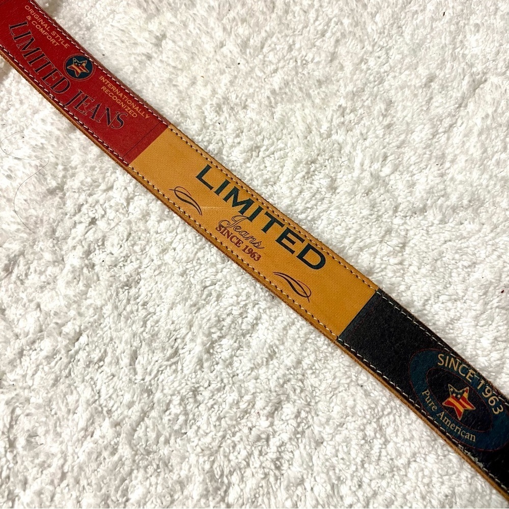 Vintage Rare THE LIMITED Jeans spelled out leather belt size M - Picture 9 of 11